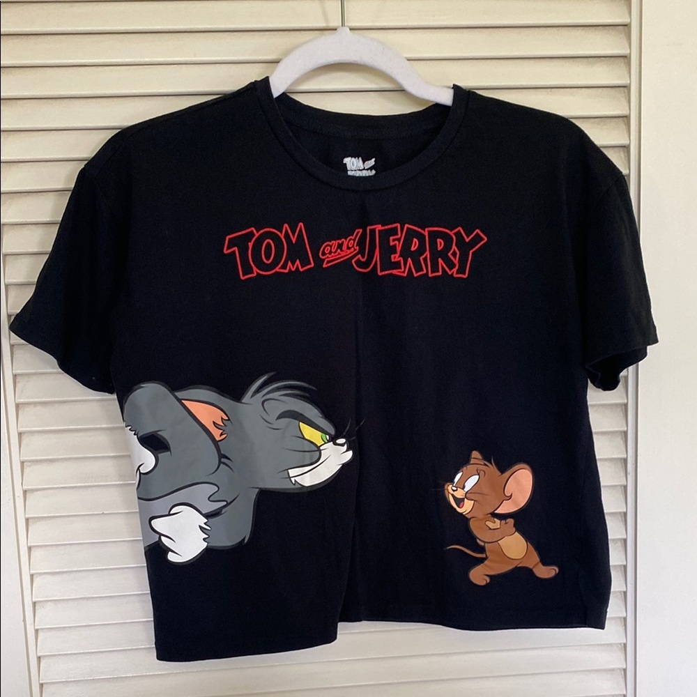 Black Short Sleeve Tom and Jerry Tee